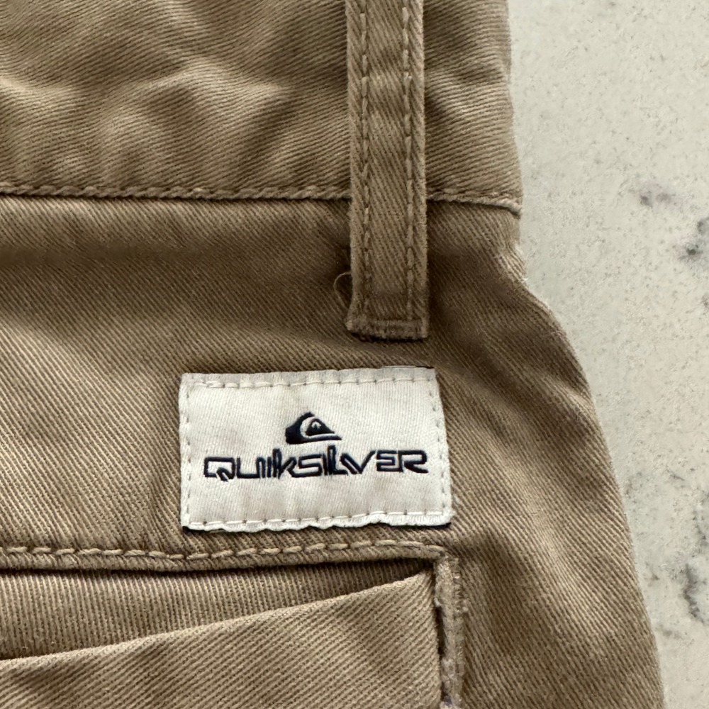 Quiksilver Chino Shorts Mens 32 Khaki Brown Cotton Blend Stretch Flat Front - Picture 8 of 10